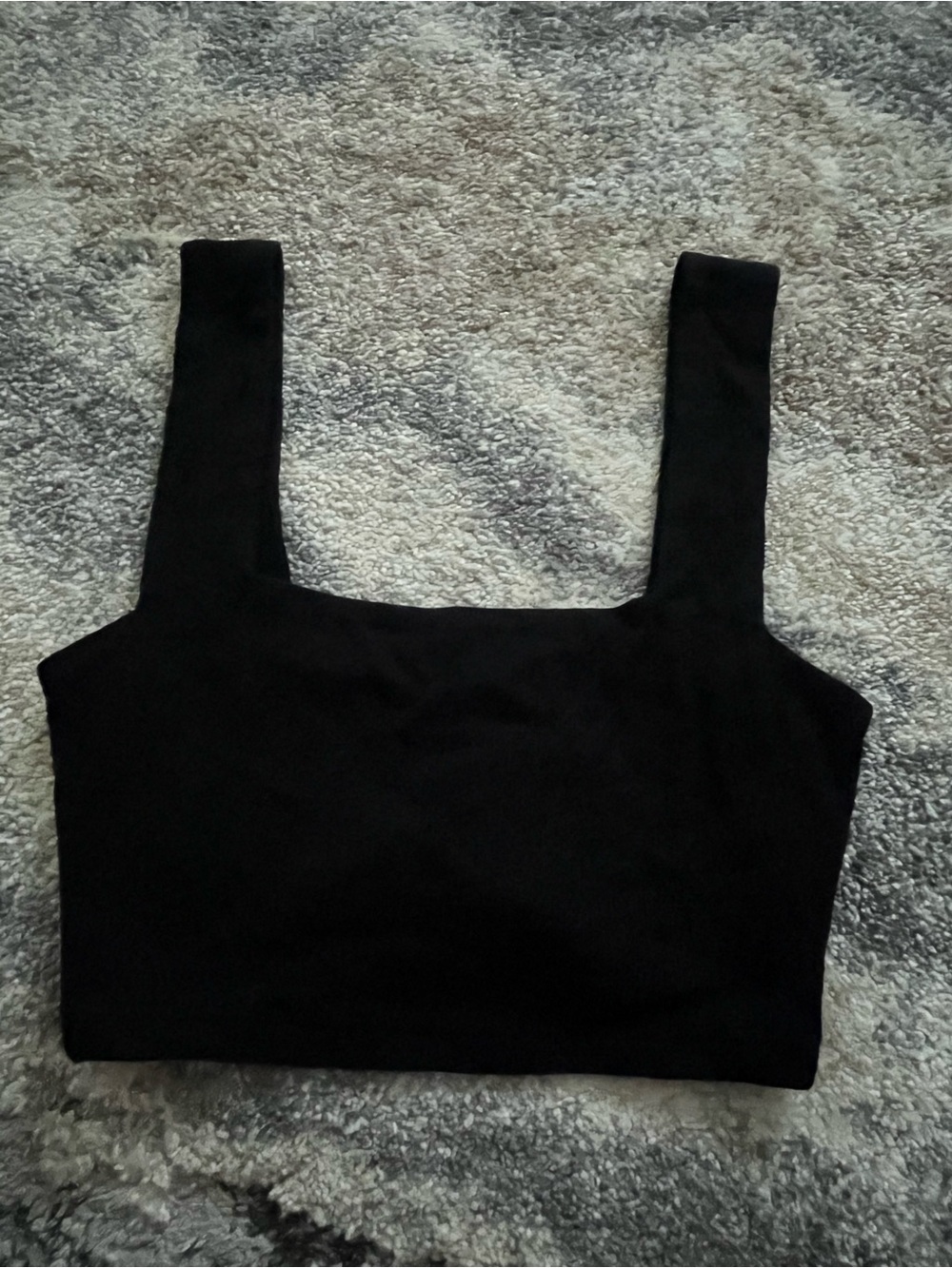 black square neck cropped tank top